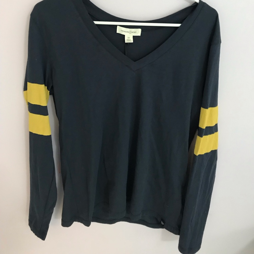 Blue Long sleeve with Yellow Stripes